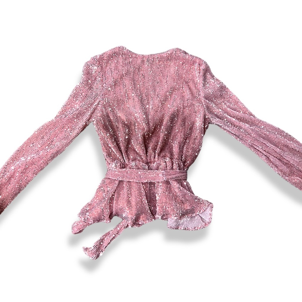 ENDLESS ROSE belted sequin blouse - Picture 2 of 5